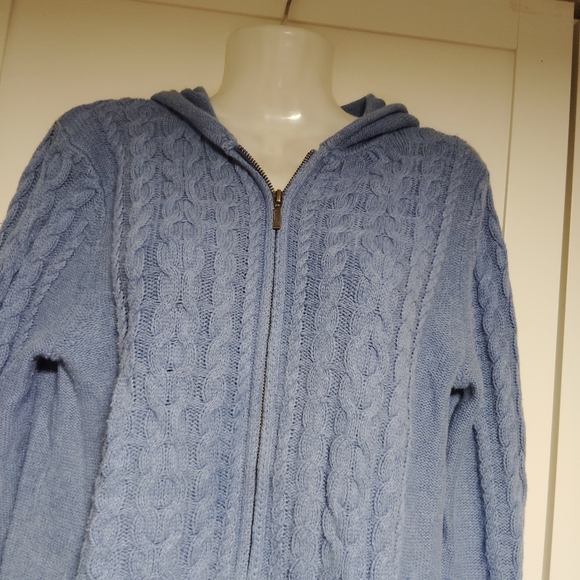 L.L Bean Cable Knit Zip Up Hooded Jacket Sz-XS - Picture 2 of 4